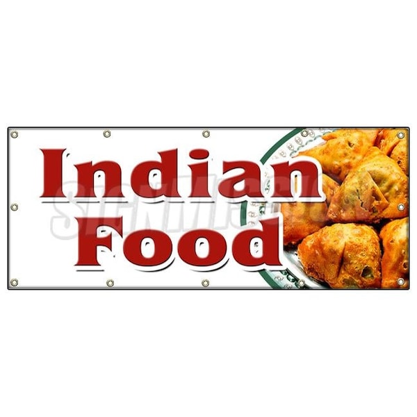 Signmission INDIAN FOOD BANNER SIGN curries curry tandoori naan cuisine lassi vegan B-120 Indian Food - main